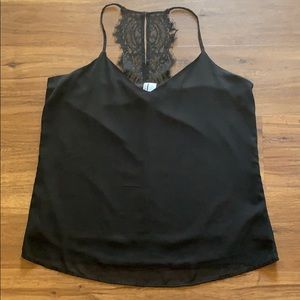 Lace Back Black Tank